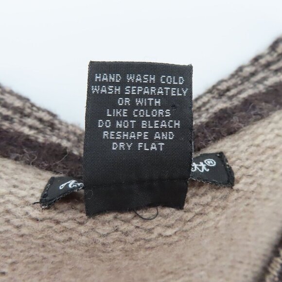 Alexandra Bartlett Women Large Lambswool Wool Brown Pink Elbow Patch Sweater - Picture 9 of 11